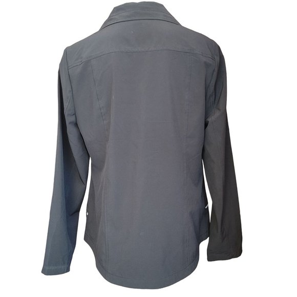 CHICOS Womens 1/Medium/10 Zenergy Gray Neema Classic Ruched Zipper Pocket Jacket - Picture 2 of 4